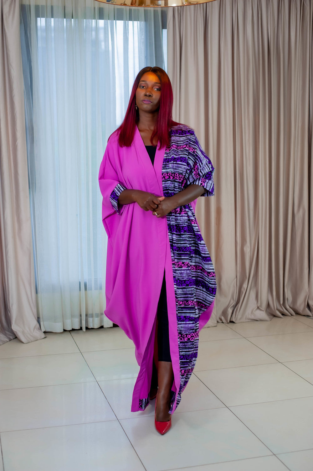 La Riviera Printed Long Kimono - Pink & Multicolor main image 0