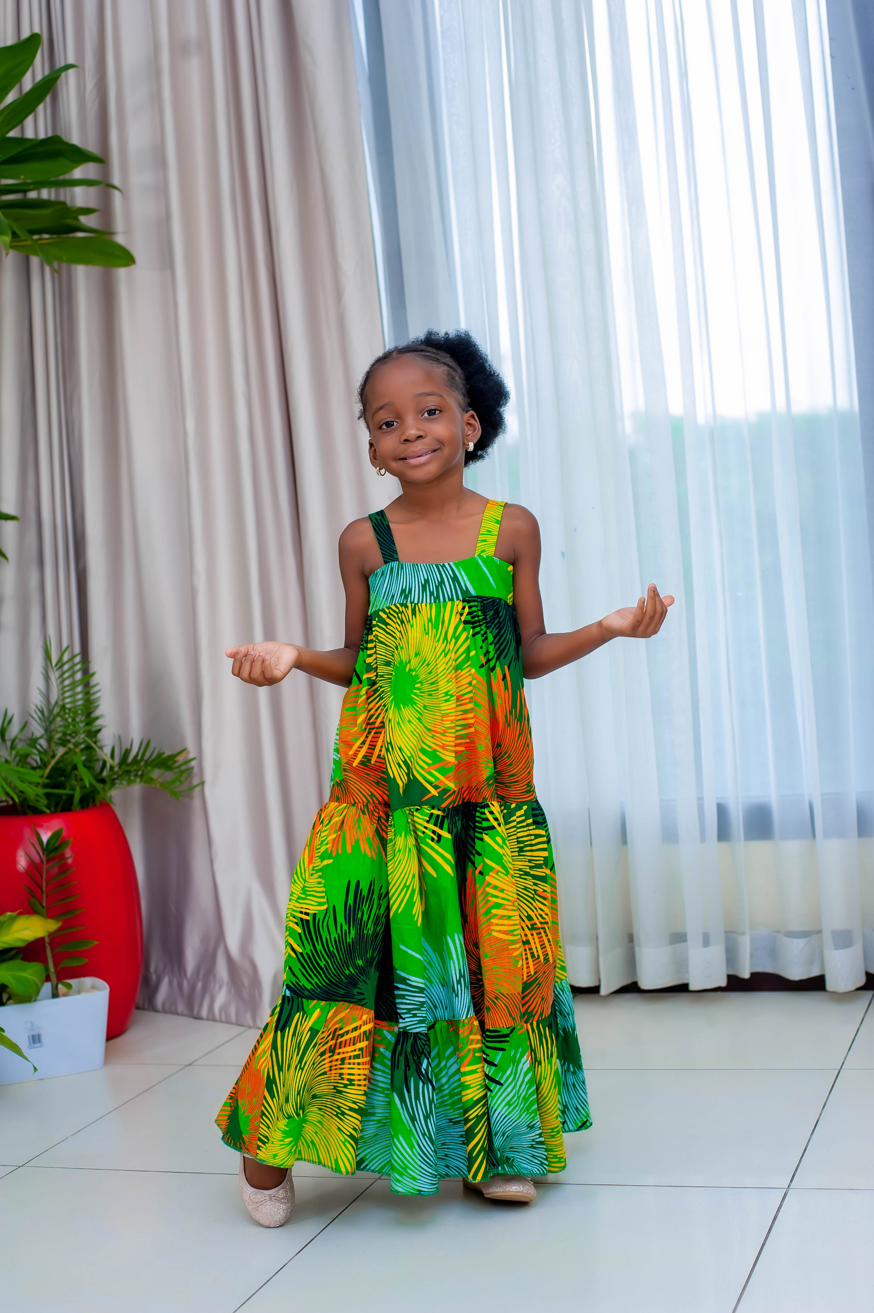 Girls' Green Carribean Summer Dress